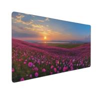 Gaming Mouse Pad Large Purple Flower Field Mouse Mat Extended XXL Mousepad 31.5 x 15.7 x 0.12 inch, Computer Keyboard Mat Washable Desk Pad Anti Slip and Waterproof for Gaming Office (Sunset) -MP1343