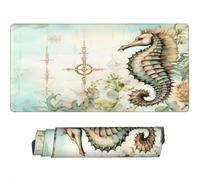 Gaming Mouse Pad Large Retro Mouse Mat Extended XXL Mousepad 35.4 x 15.7 x 0.12 inch, Computer Keyboard Mat Washable Desk Pad Anti Slip and Waterproof for Office Desk Accessories (Seahorse) -MP163