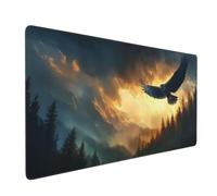 Gaming Mouse Pad Large Snow Capped Mountain Forest Mouse Mat Extended XXL Mousepad 35.4 x 15.7 x 0.12 inch, Computer Keyboard Mat Washable Desk Pad Anti Slip for Gaming Office (Eagle) -MP971