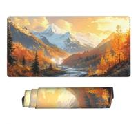 Gaming Mouse Pad Large Snow Capped Mountains Mouse Mat Extended XXL Mousepad 39.4 x 19.7 x 0.12 inch, Computer Keyboard Mat Washable Desk Pad Anti Slip and Waterproof (River Landscape) -MP975