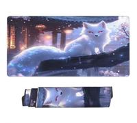 Gaming Mouse Pad Large White Fox Mouse Mat Extended XXL Mousepad 39.4 x 19.7 x 0.12 inch, Computer Keyboard Mat Washable Desk Pad Anti Slip and Waterproof for Gaming Office (Courtyard) -MP1557