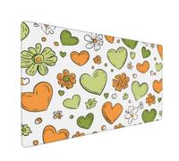 Gaming Mouse Pad Large White Mouse Mat Extended XXL Mousepad 39.4 x 19.7 x 0.12 inch, Computer Keyboard Mat Washable Desk Pad Anti Slip and Waterproof for Office Desk Accessories (Green Heart) -MP605