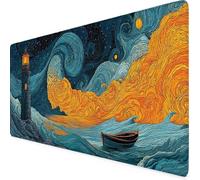 Gaming Mouse Pad Lighthouse Mouse Mat Large Desk Mat with Anti-Slip Rubber Base Waterproof Keyboard Mat for PC, Laptop Desk Protector Mat, Home Office Accessories for Men (Yellow 120 x 60cm) s3069