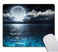 Gaming Mouse Pad,Moon Illuminating The Clear Ocean Blue Design Rectangle Non-Slip Rubber Mousepad