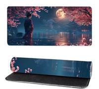 Gaming Mouse Pad Moon, Mouse Mat large Woman 900x400x3mm Extended Desk Mat LargeKeyboard Pad and Desk Accessories, Water-Resistant Surface and Non-Slip Base Mousemat for Home Office Decor MM-538