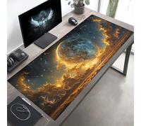 Gaming Mouse Pad, Moon Yellow Mouse Mat with Stitched Edges, Large Extended XXL Mousepad with Anti Slip Base, Desk Pad for Desk Keyboard Decoration, Gifts for Men Adults Kids 900x400x3 mm PjY15 4-5