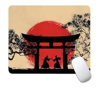 Gaming Mouse Pad Non-Slip Rubber Base Mousepad for Laptop, Computer & PC Japanese Mouse pad Vintage Samurai Battle