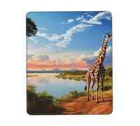 Gaming Mouse Pad Non-Slip Rubber Base Stitched Edge African Landscape with River Nile and Giraffe Wireless Mouse Pad Computer Desk Mat