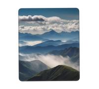 Gaming Mouse Pad Non-Slip Rubber Base Stitched Edge Landscape with Mountains and Clouds Wireless Mouse Pad Desk Mat for Computer