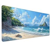 Gaming Mouse Pad Ocean Waves Desk Mat, Beach Large Gaming Mouse Pad XXL 23.6 x 11.8 Inch, Waterproof Gaming Mousepad Smooth Surface and Anti-Slip Rubber Base, Desk Pad for Home Office Work, Model 645
