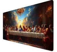 Gaming Mouse Pad Orange Color Desk Mat Large 800 X 400 X 3 mm The Last Supper Mouse Mat, Extended Waterproof Mousepad, With Anti-Slip Rubber Base Stitched Edges Mousemat for Office Desk Decor F1-523