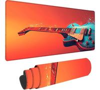 Gaming Mouse Pad Orange, Large Mouse Mat 800x300x3 mm with Stitched Edges Desk Mat Guitar, Extended XXL Mousepad with Non Slip Rubber Base Desk Pad for Home Office Accessories, Gifts for Men Kids B-P