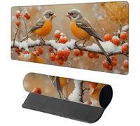 Gaming Mouse Pad Orange Mouse Mat 600x300x3mm, Bird Mousemat with Stitched Edge Design, Waterproof Surface XXL Extended Desk Pad Large for Office and Home PC Gaming Desk Accessories, Gifts 7-7920