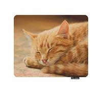 Gaming Mouse Pad Peaceful Orange Tabby Male Kitten Curled up Sleeping Photo Non-Slip Rubber Mouse Pad for Computers, Laptop, Office, Home Rectangle Mousepad 9.4"x7.9"