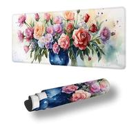 Gaming Mouse Pad Peony Desk Mat Large 39.4x19.7 inch Flower Mouse Mat, Extended Waterproof Mousepad with Anti-Slip Rubber Base Stitched Edges Keyboard Desk Pad for Home Office Decor, Gifts S-6197