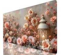 Gaming Mouse Pad Peony Desk Mat Large 59.1x31.5x0.16inches XXL Mousepad Pink Full Desk Cover Protector, Waterproof Long Keyboard Mat, Non-Slip Backing Soft Smooth Surface for Office Accessories W6-384