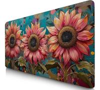 Gaming Mouse Pad Pink Desk Mat Large 100x50cm XXL Mouse Mat Sunflower Long Computer Keyboard Mousepad with Slip Base Desk Pad Edge for Stable Grip on Smooth Surfaces, Water-Resistant Surface F0-387