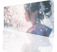 Gaming Mouse Pad Pink Geisha Mouse Mat 27.5 x 11.8inch with Stitched Edges, Large Extended XXL with Anti Slip Base, Desk Pad for Desk Keyboard Water Decor, Gifts for Men Kids KSWT94