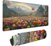 Gaming Mouse Pad Pink, Large Mouse Mat 600 x 400 x 3 mm with Stitched Edges Desk Mat Rainbow, Extended XXL Mousepad with Non Slip Rubber Base Desk Pad for Home Office Accessories, Gifts for Men W-7