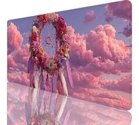 Gaming Mouse Pad Pink, Large Mouse Mat 600 x 400 x 4 mm with Stitched Edges Desk Mat Dreamcatcher, Extended XXL Mousepad with Non Slip Rubber Base, Office Accessories for Desk Keyboard Decor l-8173