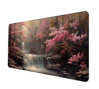 Gaming Mouse Pad Pink Mouse Mat Fall Desk Mat Large 80 x 30 cm, Waterproof Mousepad with Stitched Edge, Anti-Slip Rubber Base Desk Pad Computer Accessories for PC, Laptop Office/Gaming -hjw2506RB