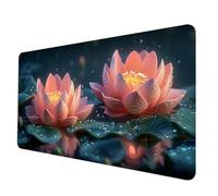 Gaming Mouse Pad Pink Mouse Mat Lotus Desk Mat Large 80 x 30 cm, Waterproof Mousepad with Stitched Edge, Anti-Slip Rubber Base Desk Pad Computer Accessories for PC, Laptop Office/Gaming -hjw2506BI