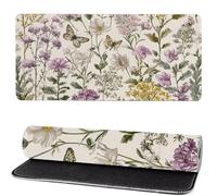 Gaming Mouse Pad Plant, Mouse Mat large Flowers 800x300x3mm Extended Desk Mat LargeKeyboard Pad and Desk Accessories, Water-Resistant Surface and Non-Slip Base Mousemat for Home Office Decor MM-266