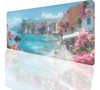 Gaming Mouse Pad Port Small Town Mouse Mat 47.4x23.7 inch with Stitched Edges, Large Extended XXL with Anti Slip Base, Desk Pad for Desk Keyboard Water Decor, Gifts for Men Kids LMDT12533