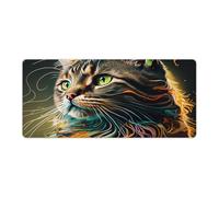 Gaming Mouse Pad Portrait of Beautiful Cat Computer Keyboard Mouse Mat 40x90cm Large Desk Pad for Laptop PC Cute Office Supplies Desk Decro Accessories