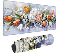 Gaming Mouse Pad Purple, Large Mouse Mat 1200 x 600 x 3 mm with Stitched Edges Desk Mat Flower, Extended XXL Mousepad with Non Slip Rubber Base Desk Pad for Home Office Accessories, Gifts for Men H-I