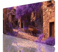 Gaming Mouse Pad Purple, Large Mouse Mat 700 x 400 x 4 mm with Stitched Edges Desk Mat Small Town, Extended XXL Mousepad with Non Slip Rubber Base, Office Accessories for Desk Keyboard Decor l-309