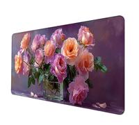 Gaming Mouse Pad Purple Mouse Mat Flower Desk Mat Large 800 x 300 x 3 mm, Waterproof Mousepad with Stitched Edge, Anti-Slip Rubber Base Desk Pad Computer Accessories for PC, Office/Gaming -hjw2506HK