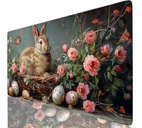 Gaming Mouse Pad Rabbit Desk Mat Large 11.81x9.84x0.16inches XXL Mousepad Easter Full Desk Cover Protector, Waterproof Long Keyboard Mat, Non-Slip Backing, Soft Smooth Surface for Accessories W6-327