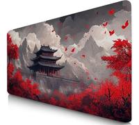 Gaming Mouse Pad Red Desk Mat Large 150x80cm XXL Mouse Mat DrumTower Long Computer Keyboard Mousepad with Slip Base Desk Pad Edge for Stable Grip on Smooth Surfaces, Water-Resistant Surface F0-1197
