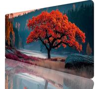 Gaming Mouse Pad Red, Large Mouse Mat 600 x 400 x 4 mm with Stitched Edges Desk Mat Tree Of Life, Extended XXL Mousepad with Non Slip Rubber Base, Office Accessories for Desk Keyboard Decor l-8851