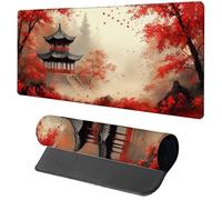 Gaming Mouse Pad Red Mouse Mat 1200x600x3mm, Architecture Mousemat with Stitched Edge Design, Waterproof Surface XXL Extended Desk Pad Large for Office and Home PC Gaming Desk Accessories 7-6996