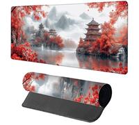 Gaming Mouse Pad Red Mouse Mat 1600x800x3mm, Landscape Mousemat with Stitched Edge Design, Waterproof Surface XXL Extended Desk Pad Large for Office and Home PC Gaming Desk Accessories, Gifts 7-8417
