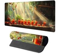 Gaming Mouse Pad Red Mouse Mat 1600x800x3mm, Plant Mousemat with Stitched Edge Design, Waterproof Surface XXL Extended Desk Pad Large for Office and Home PC Gaming Desk Accessories, Gifts 7-8956