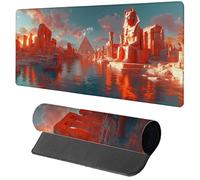 Gaming Mouse Pad Red Mouse Mat 700x300x3mm, Pyramid Mousemat with Stitched Edge Design, Waterproof Surface XXL Extended Desk Pad Large for Office and Home PC Gaming Desk Accessories, Gifts U-8132