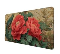 Gaming Mouse Pad Red Mouse Mat Flower Desk Mat Large 80 x 40 cm, Waterproof Mousepad with Stitched Edge, Anti-Slip Rubber Base Desk Pad Computer Accessories for PC, Laptop Office/Gaming -hjw2506V7