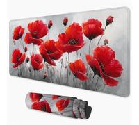 Gaming Mouse Pad Red Mouse Mat XXL 500x250 mm, Flower Mousepad with Smooth Surface to Improve Precision and Speed, Non-Slip Rubber Base Desk Mat for Home, Office, Gaming Room 20x10 in 3Y-1052