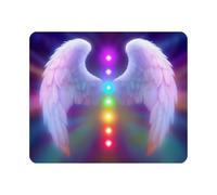 Gaming Mouse Pad Reiki Angel Wings and Seven Chakras on Colorful Soul Healing Divine Non-Slip Rubber Mouse Pad for Computers, Laptop, Office, Home Rectangle Mousepad 9.5 Inch x 7.9 Inch