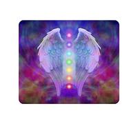 Gaming Mouse Pad Reiki Angel Wings and Seven Chakras on Colorful Soul Healing Divine Non-Slip Rubber Mouse Pad for Computers, Laptop, Office, Home Rectangle Mousepad 9.4"x7.9"