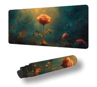 Gaming Mouse Pad Retro Desk Mat Large 35.4x11.8 inch Rose Mouse Mat, Extended Mousepad with Anti-Slip Rubber Base Stitched Edges Keyboard Desk Pad for Home Office Decor, Gifts for Women S-12070