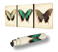 Gaming Mouse Pad Retro Desk Mat Large 39.4x19.7 inch Butterfly Mouse Mat, Extended Waterproof Mousepad with Anti-Slip Rubber Base Stitched Edges Keyboard Desk Pad for Home Office Decor Gifts S-12164
