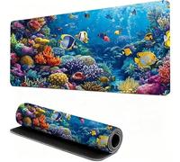 Gaming Mouse Pad Sea Desk Mat Large 35.43x15.75x0.16inches XXL Mousepad Fish Full Desk Cover Protector, Waterproof Long Keyboard Mat, Non-Slip Backing, Soft Smooth Surface for Office Accessories W6-27