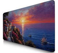 Gaming Mouse Pad Sea Desk Mat Large 80x30cm XXL Mouse Mat City Long Computer Keyboard Mousepad with Slip Base Desk Pad Edge for Stable Grip on Smooth Surfaces, Water-Resistant Surface for Home F0-168