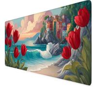 Gaming Mouse Pad Sea Mouse Mat Large Desk Mat with Anti-Slip Rubber Base Waterproof Keyboard Mat for Computer, Laptop Desk Protector Mat, Home Office Accessories for Men (Lake Blue 120 x 60cm) z3255