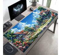 Gaming Mouse Pad, Sky Blue Mouse Mat with Stitched Edges, Large Extended XXL Mousepad with Anti Slip Base, for Desk Keyboard Decoration, Gifts for Men Adults Kids 900x400x3 mm PjY9855 G-O