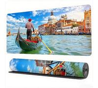 Gaming Mouse Pad Small Town Boat Mouse Mat 59.1x31.5in Desk Mat Large Extended XXL Mousepad with Stitched Edges and Anti Slip Rubber Base Desk Accessories for Women Esport Computer, Gaming, Model123